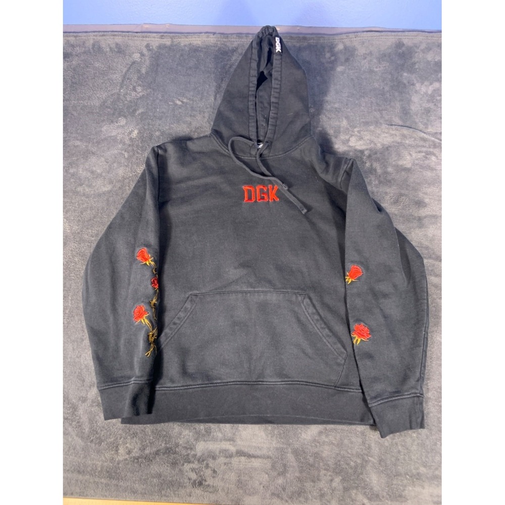 Dgk Ruthless Jason Voorhees Rose Pullover Hoodie Black Embroidered Mens L Horror